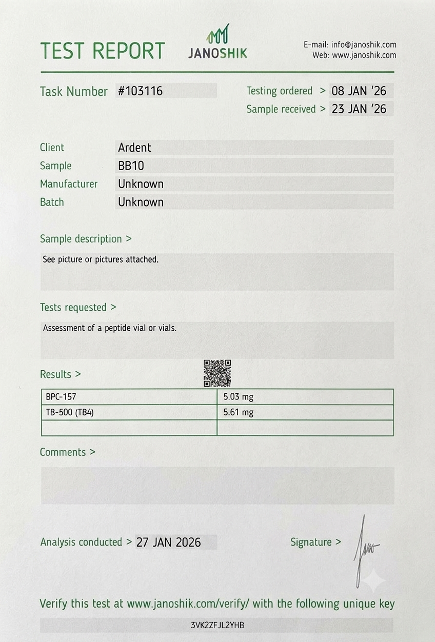 Wolverine Blend (BPC-157 / TB-500) Certificate of Analysis